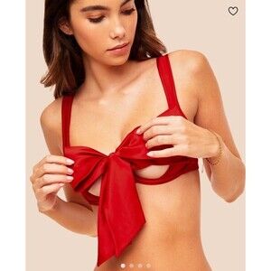Adore Me Red Satin Gynger Unlined Bra Bow Tie NWT Size 4X Underwire